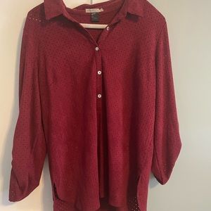 Berry Cranberry suede diamond cutout shirt
